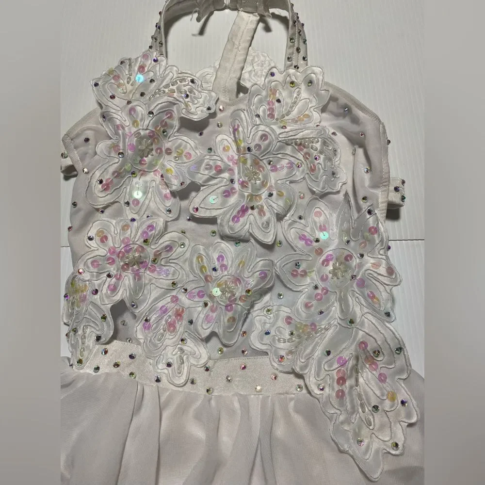 Glamour competition solo dance costume white lyrical contemporary LC-large child